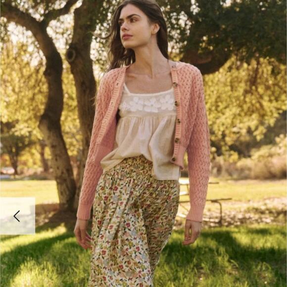 THE GREAT. Pink Cable Knit Cardigan - Picture 11 of 11